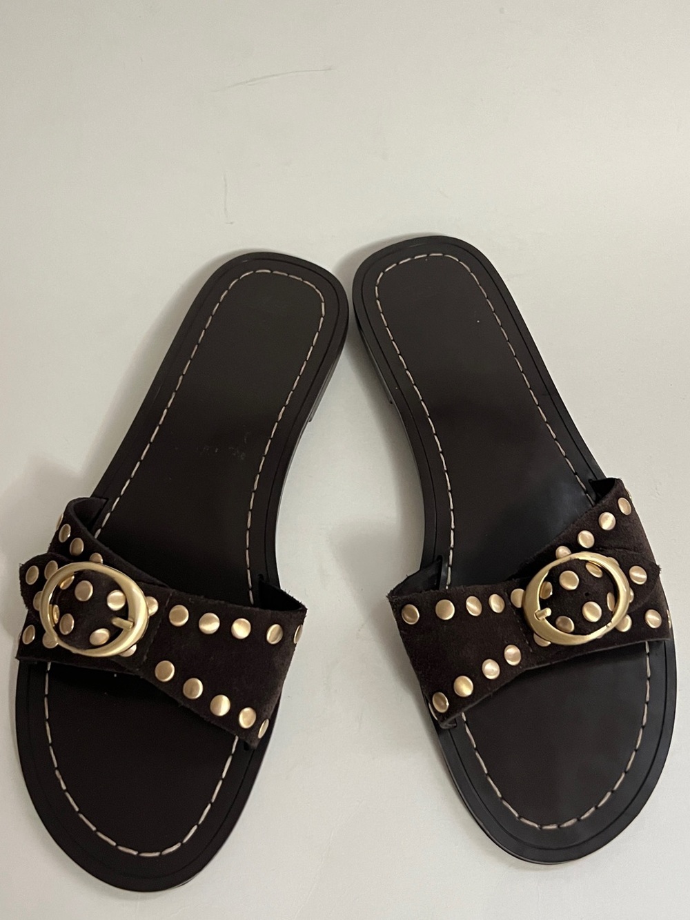 New Zara suede studded flat sandals